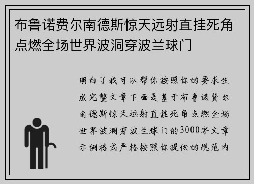 布鲁诺费尔南德斯惊天远射直挂死角点燃全场世界波洞穿波兰球门